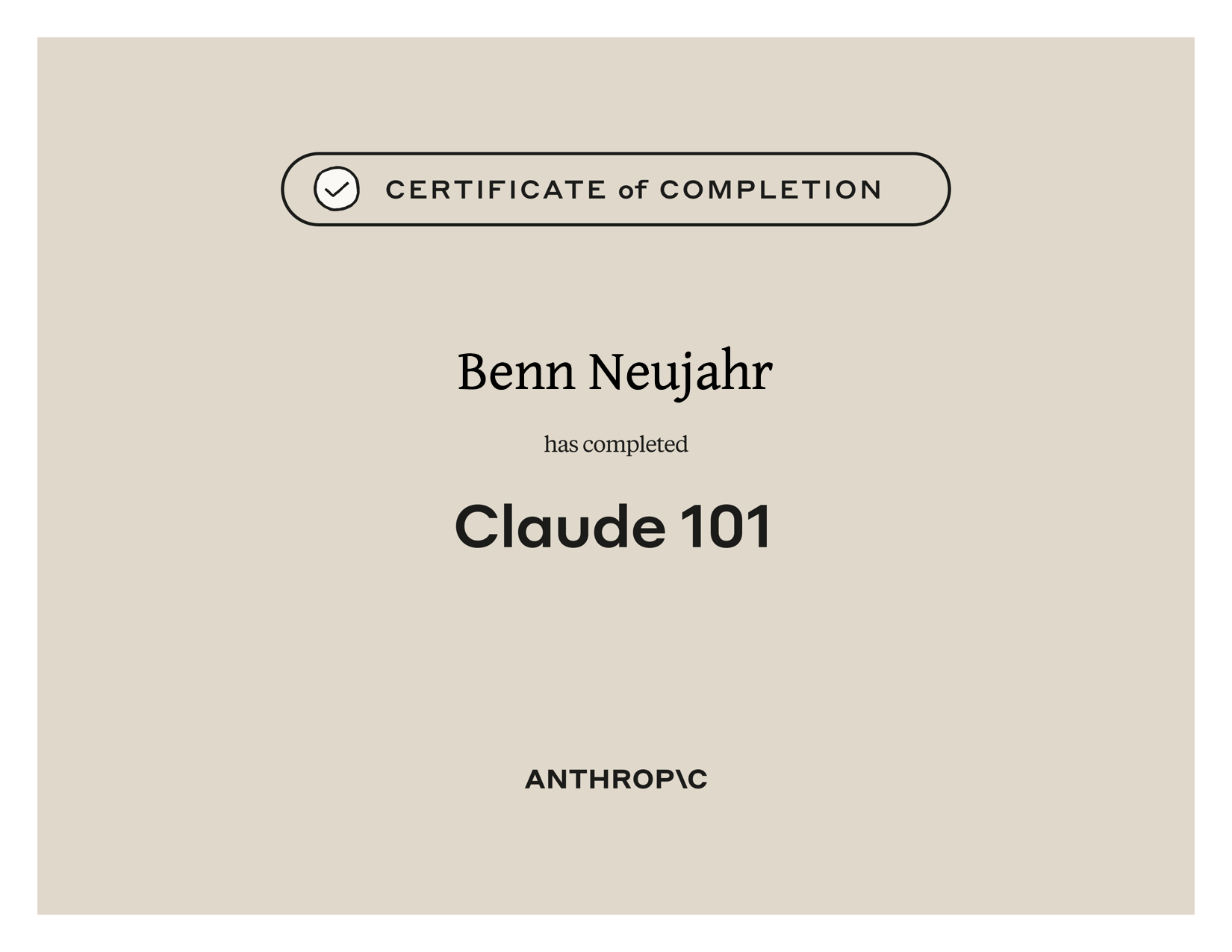 Zertifikat: Claude 101 – Anthropic